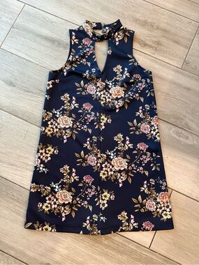 Soprano Navy Floral Keyhole Sundress